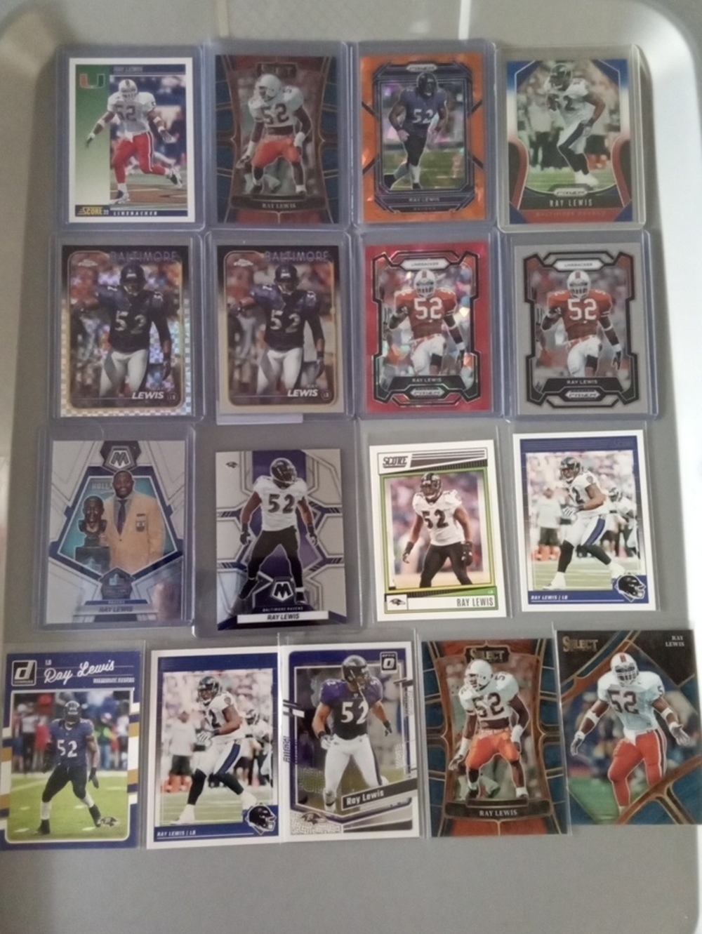 Panini Ray Lewis Trading Card Lot - Black, Purple, Orange, White